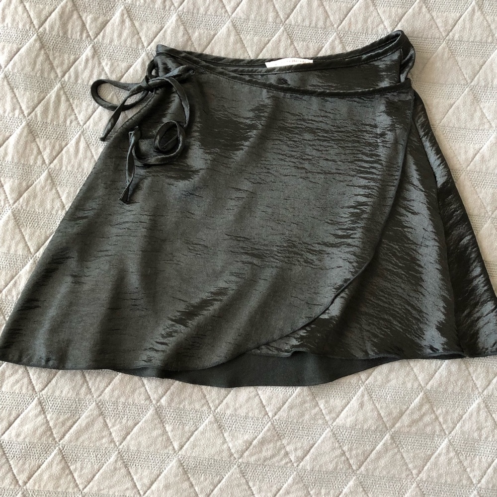 Black Silky Wraparound Tie Skirt